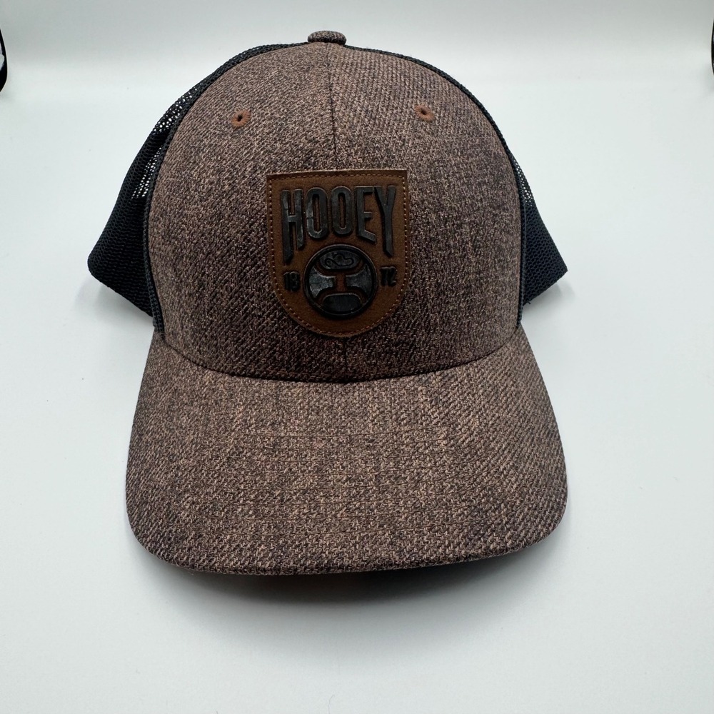 Hooey Mens Brown Textured Trucker Hat Mesh Snapback Western Logo Patch Cap